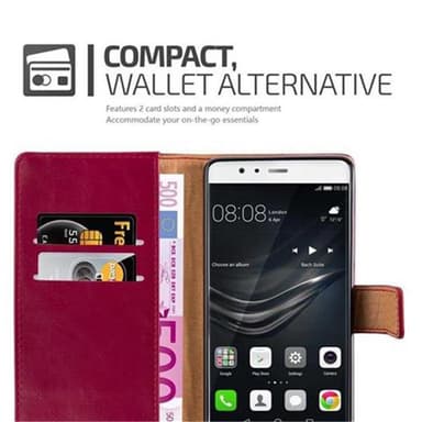 Huawei P9 Suojakuori Lompakkokotelo (Punainen)
