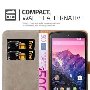LG Google NEXUS 5 Suojakuori Lompakkokotelo (Ruskea)
