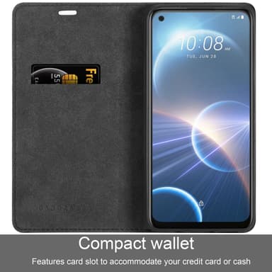 HTC Desire 22 PRO Suojakuori Lompakkokotelo (Musta)