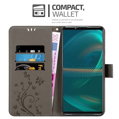 Sony Xperia 5 III Suojakuori Lompakkokotelo (harmaa)
