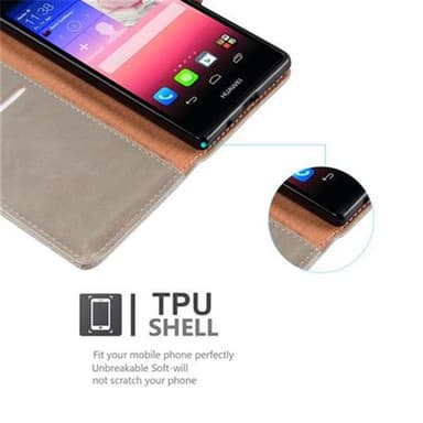 Huawei ASCEND P7 Suojakuori Lompakkokotelo (Ruskea)