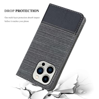 iPhone 14 PRO MAX Suojakuori Lompakkokotelo (harmaa)