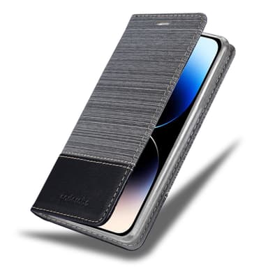 iPhone 14 PRO MAX Suojakuori Lompakkokotelo (harmaa)