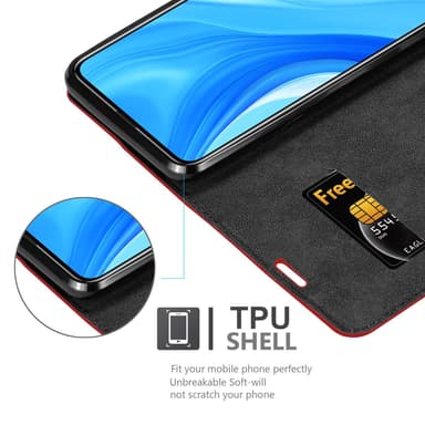 Huawei P SMART PRO Suojakuori Lompakkokotelo (Punainen)