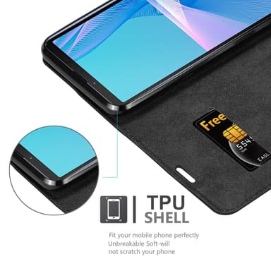 Sony Xperia 10 III Suojakuori Lompakkokotelo (Musta)