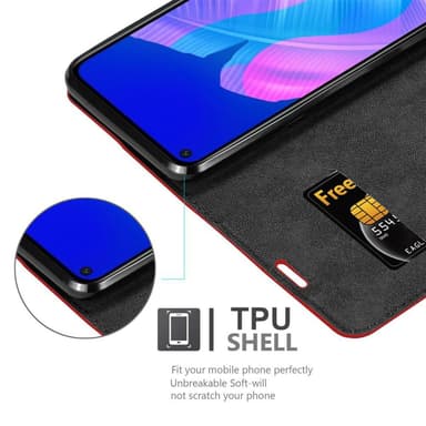 Huawei P40 LITE E Suojakuori Lompakkokotelo (Punainen)