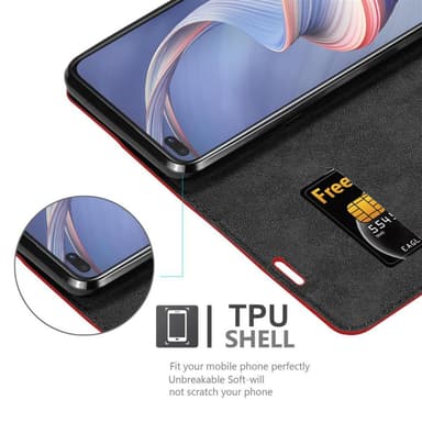 Oppo A92s Suojakuori Lompakkokotelo (Punainen)
