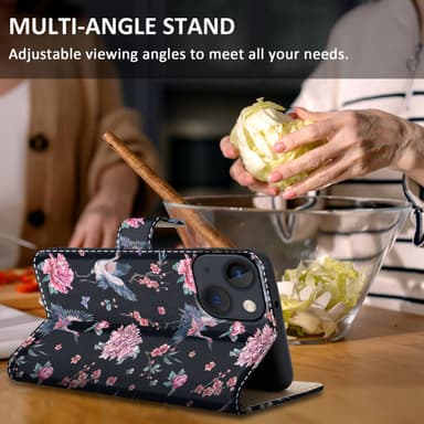 iPhone 13 MINI Suojakuori Lompakkokotelo (Musta)