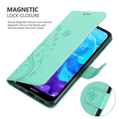 Huawei Y6 PRO 2019 Suojakuori Lompakkokotelo (Turkoosi)