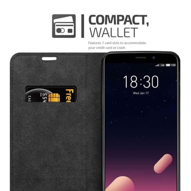 MEIZU M6S Suojakuori Lompakkokotelo (Musta)