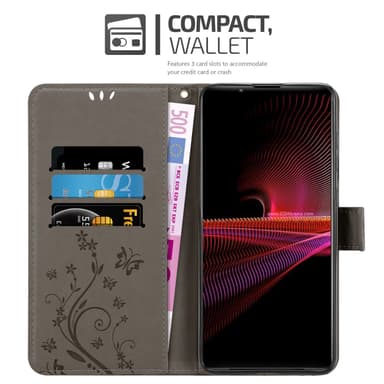 Sony Xperia 1 III Suojakuori Lompakkokotelo (harmaa)