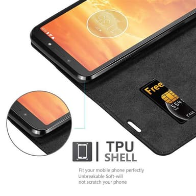 Motorola MOTO E5 PLAY Suojakuori Lompakkokotelo (Musta)
