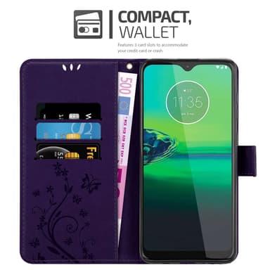 Motorola MOTO G8 Suojakuori Lompakkokotelo (Violetti)