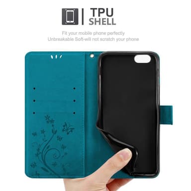 iPhone 6 / 6S Suojakuori Lompakkokotelo (Sininen)