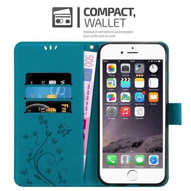 iPhone 6 / 6S Suojakuori Lompakkokotelo (Sininen)