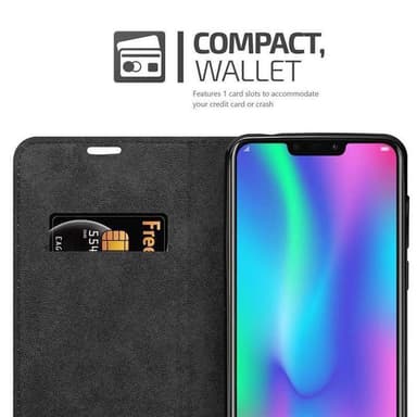 Honor 8C Suojakuori Lompakkokotelo (Musta)