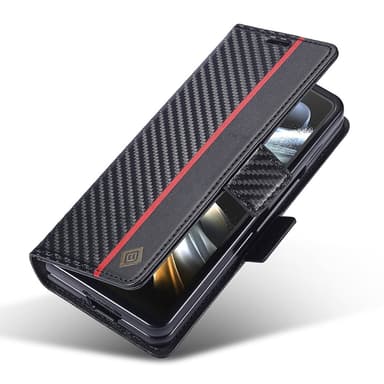 LC.IMEEKE Samsung Galaxy Z Fold6 5G -suojakuori hiilikuitutekstuurilla ja magneettisulkimella