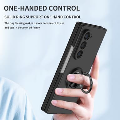 Samsung Galaxy Z Fold6 5G Iskunkestävä TPU+PC Kickstand Puhelinkotelo Autoteline Metallilevy - Musta