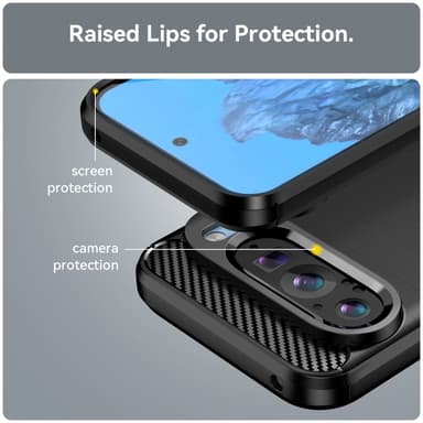 SKALO Google Pixel 9/9 Pro Armor Carbon Iskunkestävä TPU suojakuori - Musta