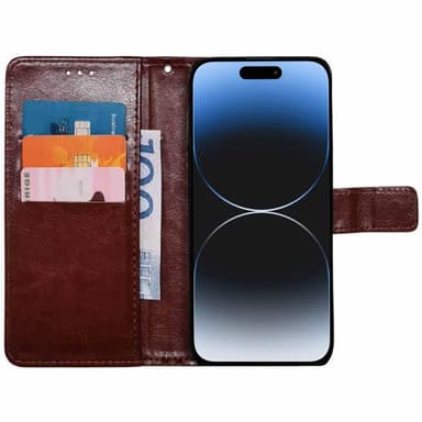 Lompakkokotelo 3-kortti iPhone 16 Plus - Ruskea