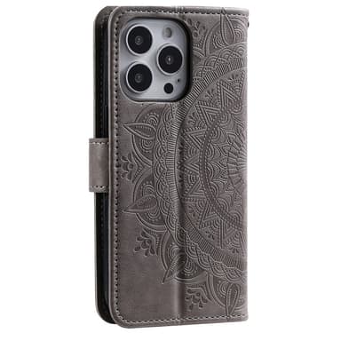 SKALO iPhone 16 Pro Max Mandala lompakkokotelo - Harmaa