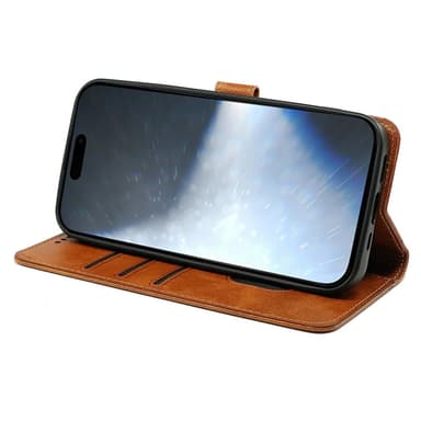 SKALO iPhone 16 Plus Lompakkokotelo PU-nahkaa - Ruskea