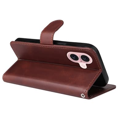 SKALO iPhone 16 PU-nahkainen Lompakkokotelo - Ruskea