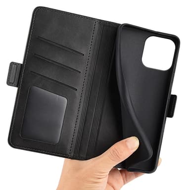 SKALO iPhone 16 Plus Premium Wallet Lompakkokotelo - Musta