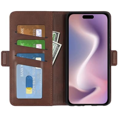 SKALO iPhone 16 Pro Premium Wallet Lompakkokotelo - Ruskea