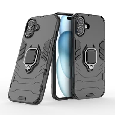SKALO iPhone 16 Plus Armor Hybridi metallirengas kuori - Musta