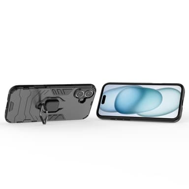 SKALO iPhone 16 Plus Armor Hybridi metallirengas kuori - Musta