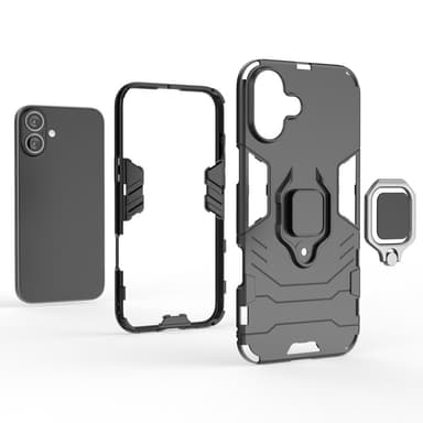 SKALO iPhone 16 Plus Armor Hybridi metallirengas kuori - Musta