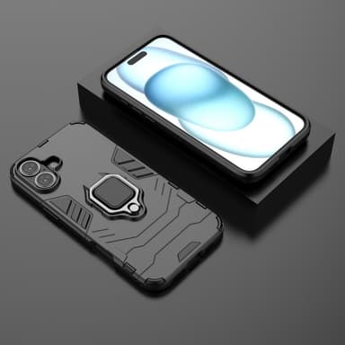 SKALO iPhone 16 Plus Armor Hybridi metallirengas kuori - Musta