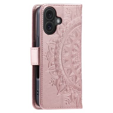 SKALO iPhone 16 Plus Mandala lompakkokotelo - Ruusukulta