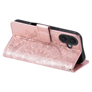 SKALO iPhone 16 Plus Mandala lompakkokotelo - Ruusukulta