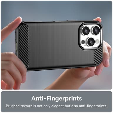 SKALO iPhone 16 Pro Max Armor Carbon Iskunkestävä TPU suojakuori - Musta