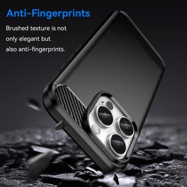 SKALO iPhone 16 Pro Max Armor Carbon Iskunkestävä TPU suojakuori - Musta