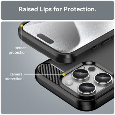 SKALO iPhone 16 Pro Max Armor Carbon Iskunkestävä TPU suojakuori - Musta