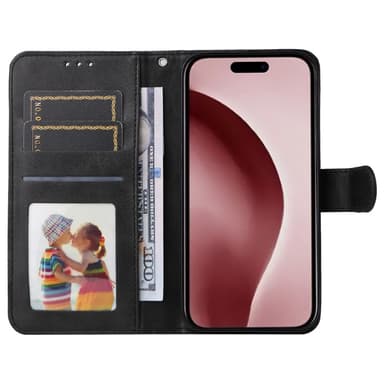 SKALO iPhone 16 Pro PU-nahkainen Lompakkokotelo - Musta