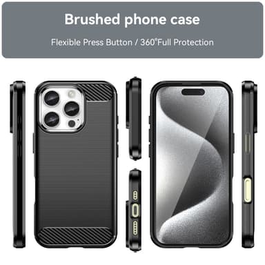 SKALO iPhone 16 Pro Max Armor Carbon Iskunkestävä TPU suojakuori - Musta