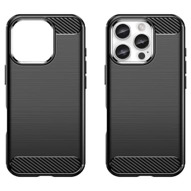 SKALO iPhone 16 Pro Max Armor Carbon Iskunkestävä TPU suojakuori - Musta