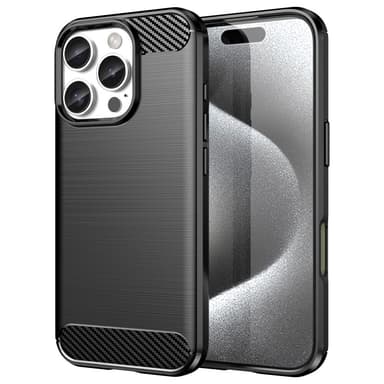 SKALO iPhone 16 Pro Max Armor Carbon Iskunkestävä TPU suojakuori - Musta