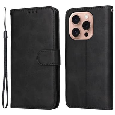 SKALO iPhone 16 Pro PU-nahkainen Lompakkokotelo - Musta
