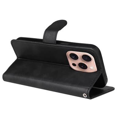 SKALO iPhone 16 Pro PU-nahkainen Lompakkokotelo - Musta