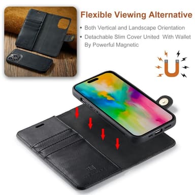 DG MING iPhone 16 Pro Max 2-in-1 magneetti lompakkokotelo - Musta