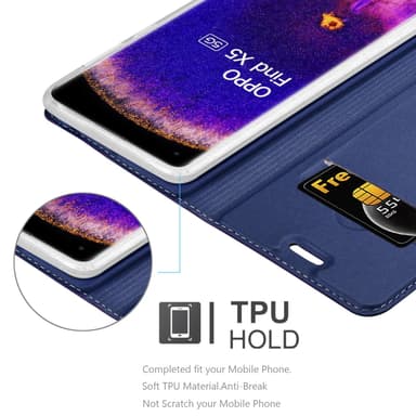 Oppo FIND X5 Suojakuori Lompakkokotelo (Sininen)