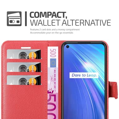 Realme 6 4G / 6s Suojakuori Lompakkokotelo (Punainen)