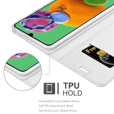 Samsung Galaxy A90 5G Suojakuori Lompakkokotelo (Hopea)
