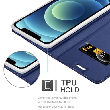 iPhone 12 MINI Suojakuori Lompakkokotelo (Sininen)