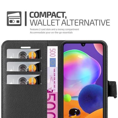 Samsung Galaxy A31 Suojakuori Lompakkokotelo (Musta)
